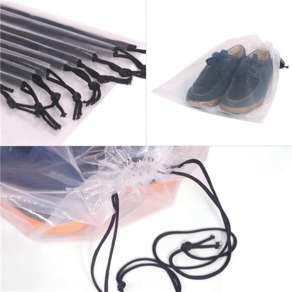 Set of 12 Transparent Shoe Bags for Travel Large Clear Shoes Storage Organizers - Picture 4 of 16